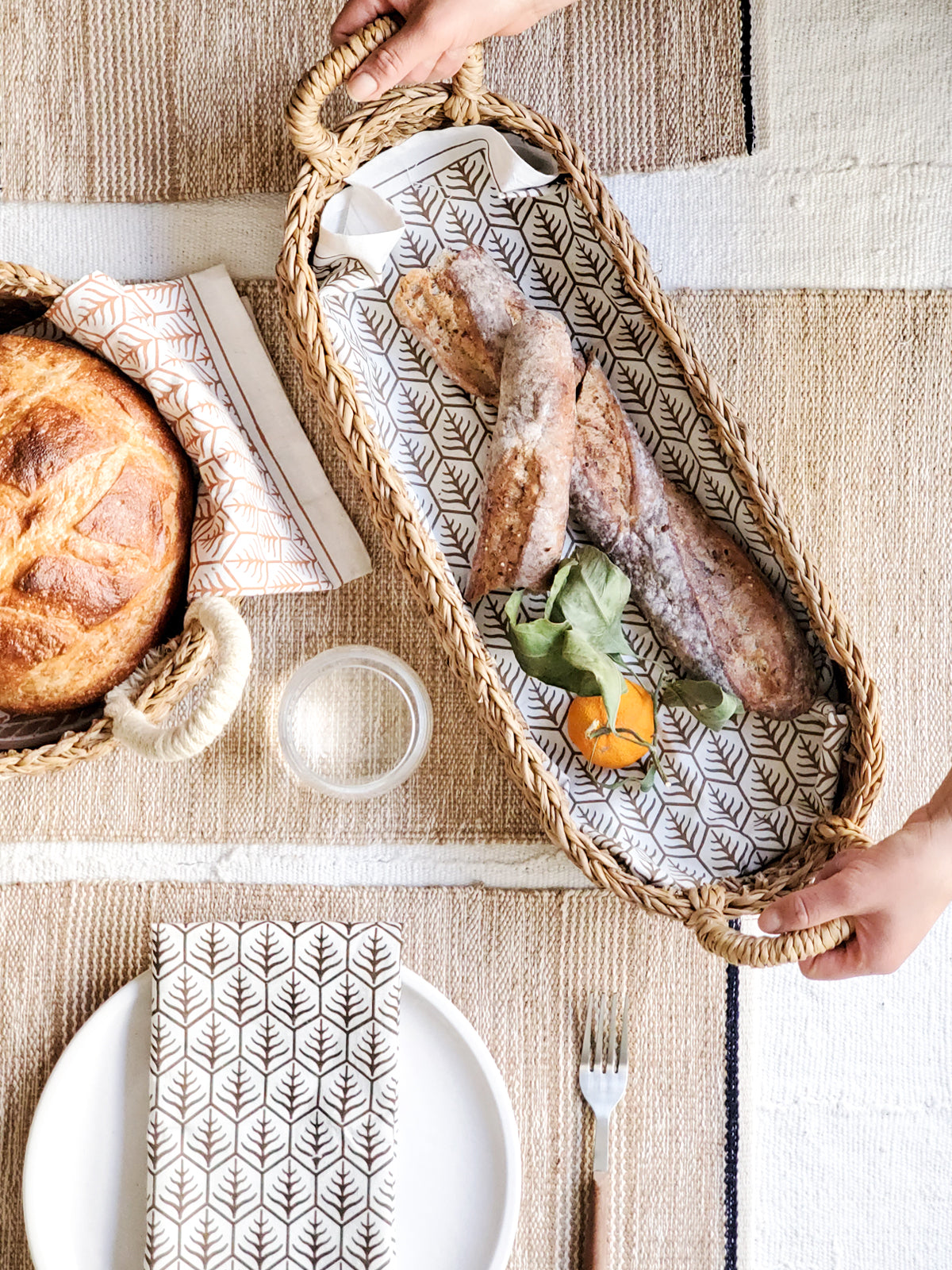 Savar Bread Basket with Natural Handle